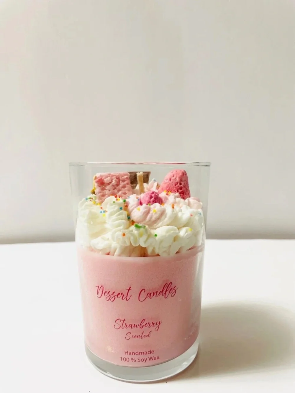 Strawberry Scented Pink Soy Wax Candle